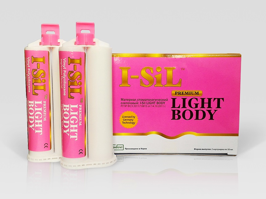 Слепочная масса I-Sil коррегирующий слой А-силикон Light Body Spident 50 + 50 мл.